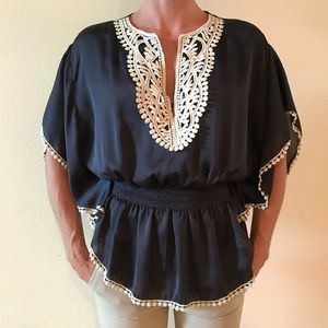 Crochet Framed Silky Blouse
